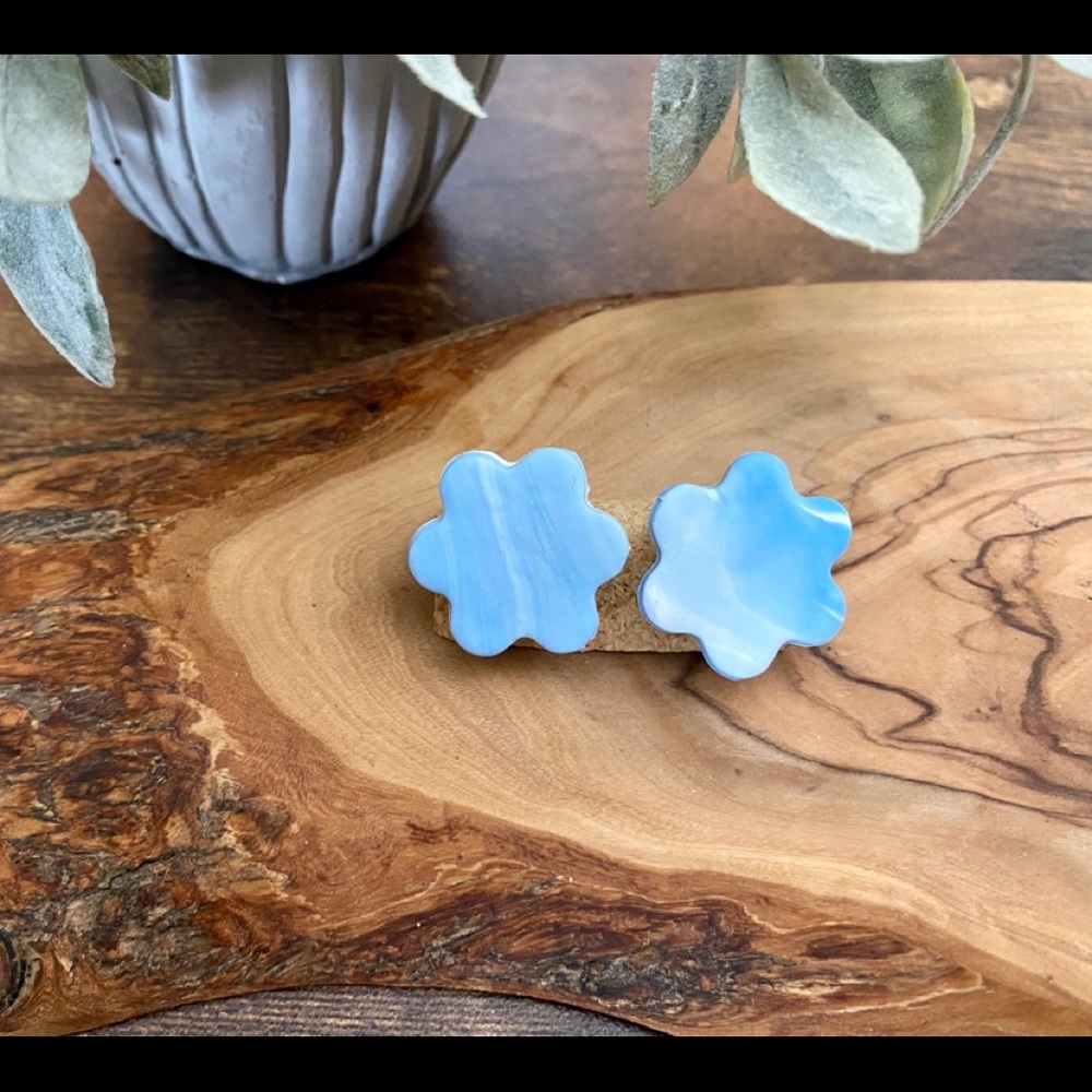 Handmade Abstract Cloud Polymer Clay Stud Earrings - Picture 4 of 6